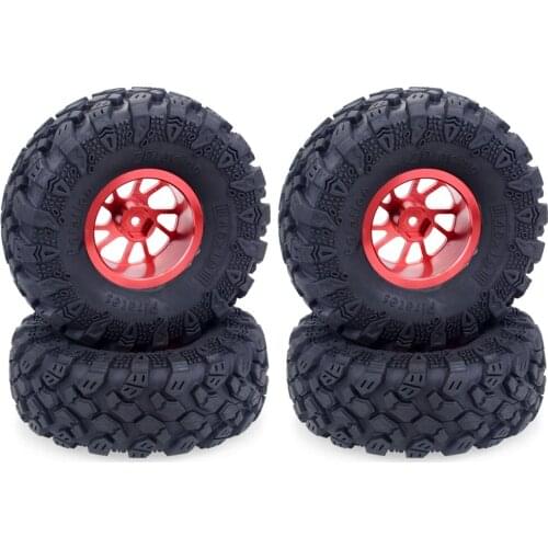 4Pcs 1.9 inch Rubber Tires & Metal Wheel Rim for 1:10 RC Rock Crawler Truck Axial SCX10 90046 AXI03007 Upgrade Part