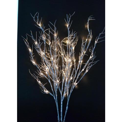 40" Silver Coral Branch Twig Light Holiday Party Christmas Wedding 39"Height with 60 LED warm white with silver Coral Decoraiton