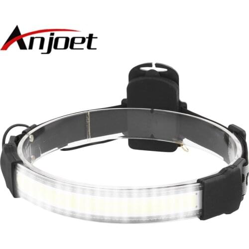 Anjoet COB LED Strip Headlamp 3-Mode 400LM Headlight Waterproof Outdoor Head Torch by AAA Battery Or Rechargeable for Camping
