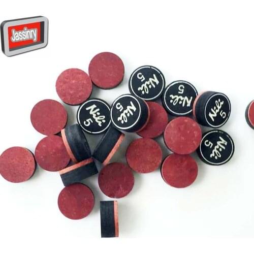 Free shipping 10pcs/lot 14mm NILI Pool cue tips 5layers pigskin black+red color Billiards cue tips Billiard accessories