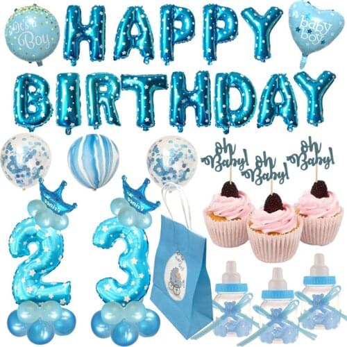 Chicinlife Boy Girl 2 3 Foil Balloon Happy Birthday Balloons 2 3 year old Birthday Party Decoration kids Birthday Decor