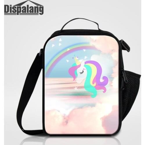 Dispalang Cartoon Lunch Bags For Children School Unicorn Print Small Cooler Bag For Women Work Thermal Portable Food Bag