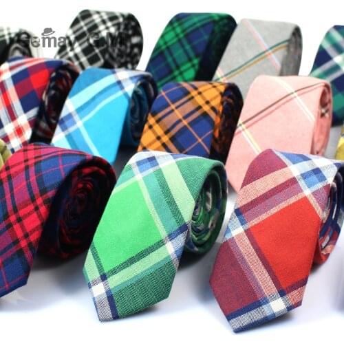 Brand Ties for Men 100% Cotton Mens Necktie Causal Narrow Plaid Tie For Man Bussines Corbatas Bridegroom Party Slim Neckties