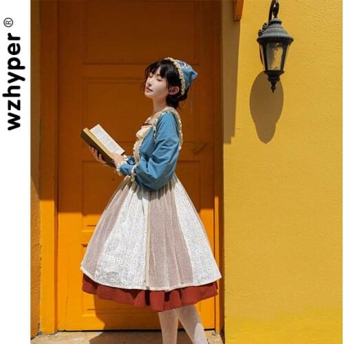 Gothic Lolita Dress Soft Sisiter Victorian Medieval Lace Women Princess Dress Halloween Costume for Girl Complimentary headband