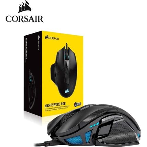 CORSAIR NIGHTSWORD RGB, Performance Tunable FPS/MOBA Gaming Mouse, Black, Backlit RGB LED, 18000 DPI, Optical (CN version)