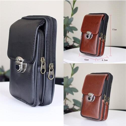 Leather Hip Fanny Pack Mens Waist Belt Bag Cell Phone Case Pocket Purse Pouch