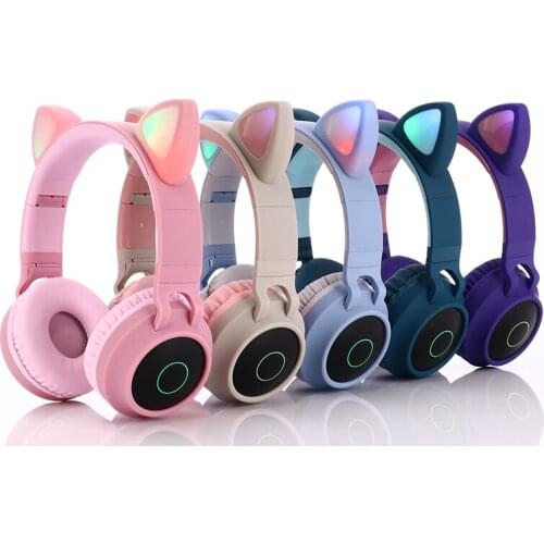 Cute Cat Ears Wired Headphone With Microphone Girls Music Stereo Headphones Computer Mobile Phone Gamer Headset Kids Gift