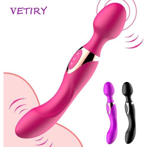 VETIRY Powerful Big Vibrator G-spot Clitoris Stimulator Dual Head Vibrator for Women Magic Wand Sex Toys Female Masturbation