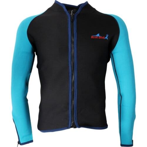 Men 2mm Neoprene Long Sleeve Full Zipper Wetsuits Jacket Diving Swim Surf Tops