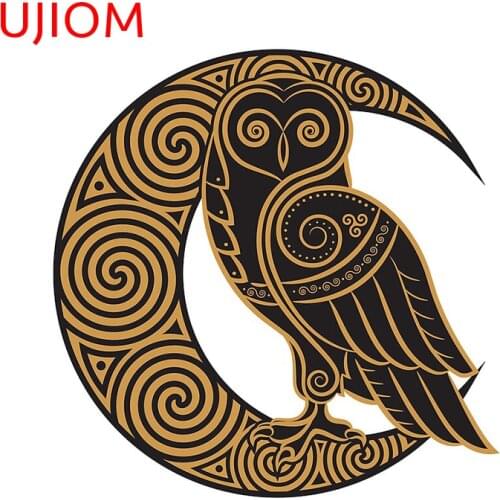 UJIOM Wall Stickers Owl on Crescent Sticker Bedroom Accessories Living Room Decor Childrens Bedroom Decoration Vinyl Wallpaper
