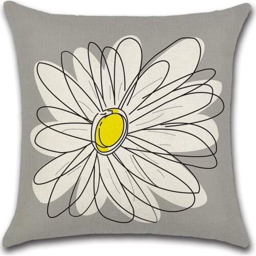 Geometric Flower Pattern Yellow and Grey Throw Pillow Cover Sofa Pillowcase Home Decor Cushion Covers