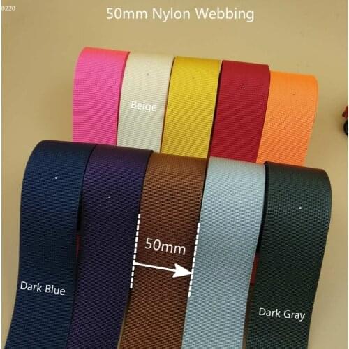 5yards nylon webbing for sewing High Tenacity Ribbon for bags belt 50mm 2inches wide 12colors fashion diy accessories wholesale