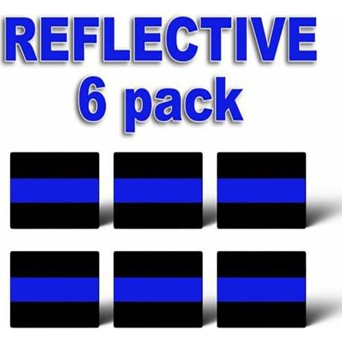 New 6 reflective light blue line license plate creative sticker police police officer decal
