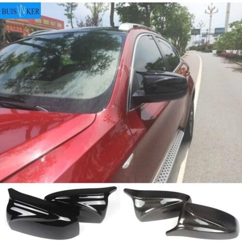 A Pair Carbon Fiber/ABS Mirror Cover X5 X6 Car Side Rearview Mirror Cap Cover Replacement For BMW X5 X6 E70 E71 2007-2013
