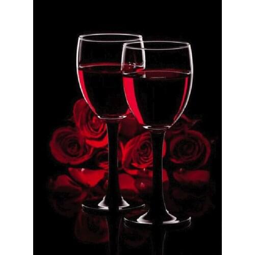 Full Square 5D DIY Diamond Painting Red wine flower scenery Rhinestones Mosaic 3D Diamond Embroidery Sale wall decoration FG1745