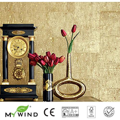 MYWIND 0.91*5.5M/Roll 14k GOLD Luxury wallpaper wholesale living room curtains home decor cork wall paper wallcovering