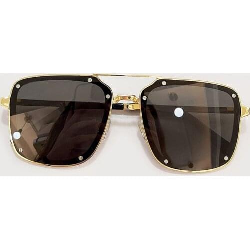 New Fashion Square Sunglasses Men Luxury Brand Big Frame Men Mirror Sun Glasses UV400 With Rivet
