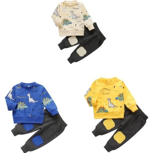 Infant Baby Boy Sweatshirt Outfit Crewneck Dinosaur Top+Sweatpants Jogger Set Fall Winter Tracksuit Clothes Childrens Clothing