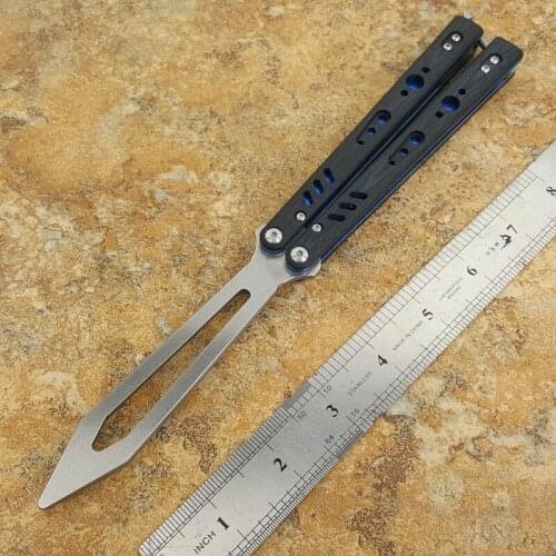 Theone Black BRS Rep Butterfly In Knife Trainer Knife G10+titanium Handle D2 Blade Bushing Free Swinging Rotation Knives
