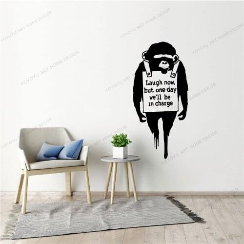 Banksy Monkey Wall Sticker Art Vinyl Street Graffiti Mural Chimp Artwork Decals Laugh Now Print Gorilla Smart Mural DW9684