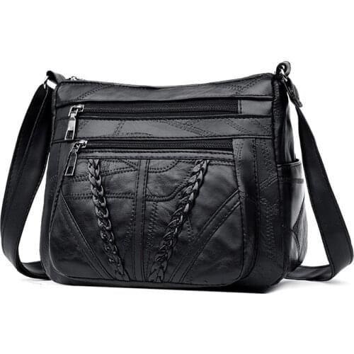 Female Casual Zipper Pu Leather Handbag Shopping Purse Mom Women Messenger Bag Lady High Quality Shoulder Crossbody Bag