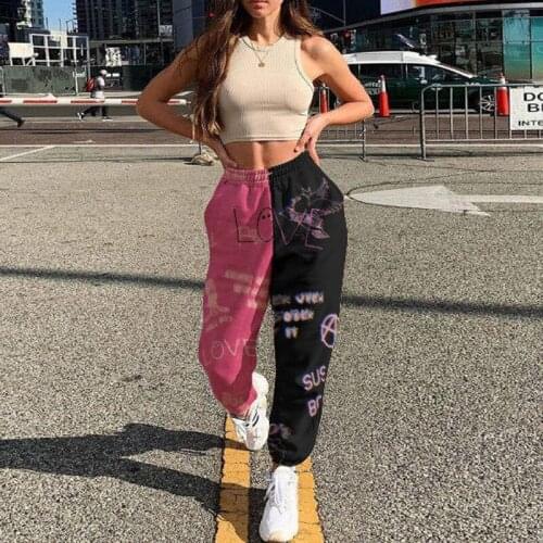 Women Vogue Trousers Skull Pattern Patchwork Print Pants Oversizd 4XL Pocket Pant Harajuku Trouser Fall Casual Female Sweatpant