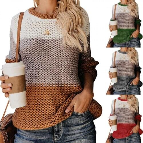 Women Fashion Long Sleeve Tops Casual Blouse O Neck Shirts Autumn Winter Sweater