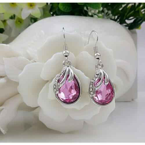 QiLeSen Fine jewelry 925 sterling silver suitable for ladies wedding year if water rose red earrings yw081