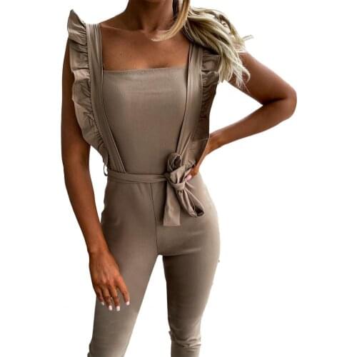 Women Sleeveless Backless Elastic Solid Color Slim Bodysuit Lacework Stitching Square Collar Sexy Romper for Club Wear