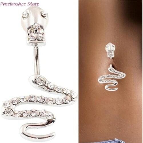 14G 316L surgical steel bar Nickel-free Retail Snake belly button ring fashion lady body piercing navel ring jewelry belly bar
