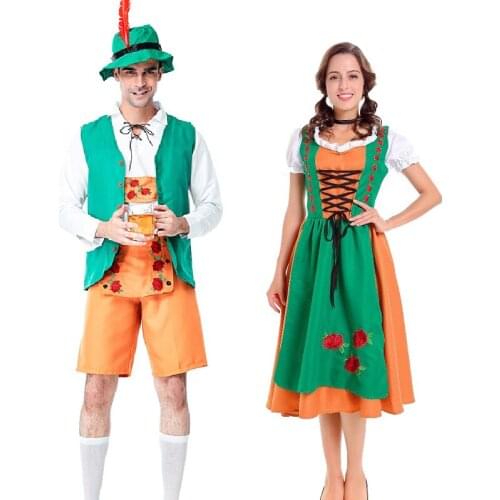 Bavarian Oktoberfest Couples Matching Costume Munich Carnival Outfit For Adult Man Women Lederhosen Folk Festival Dirndl Dress