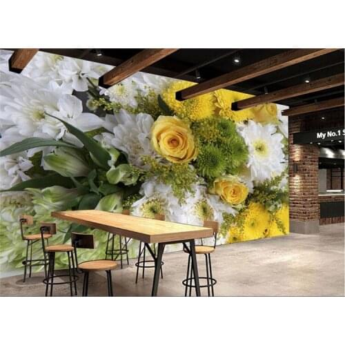 Large Painting Home Decor Daisy Rose Flower De Pared Wallpaper Hotel Background Modern Mural for Living Room cafe
