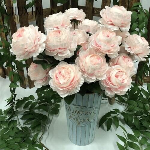 One bouquet 9 head peony artificial flower Western rose silk flower Home Floral wedding flower wall arrangement road decoration