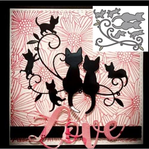 Metal Cutting Dies Cut Mold Animal Cat Decoration DIY Scrapbook Paper Craft Knife Mould Blade Punch Stencils About 10.6*9.7cm