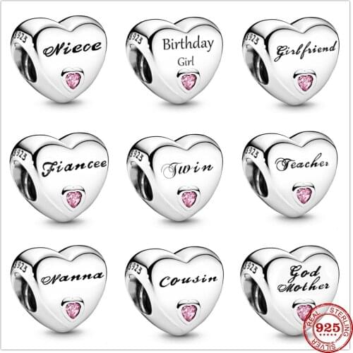 New Heart Shape Original European Nanna Niece Girlfriend diy Beads fit Pandora Charms silver 925 Bracelet DIY Women Jewelry Gift