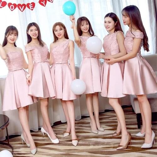 Bridesmaids Dresses Vintage Sleeveless Strapless A-Line Jersey Flowers Knee-Lengh Luxury Elegant Women Wedding Party Gown E639