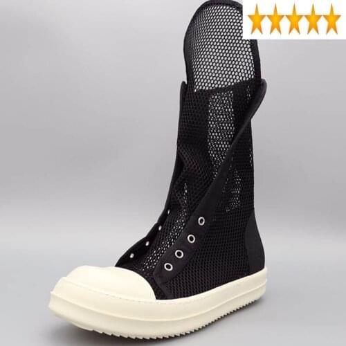Luxury Up High-Top Sneaker Lace Trainers Breathable Mesh Hollow Casual Sandals Brand Zip Flats Lovers Summer Shoes Plus Size