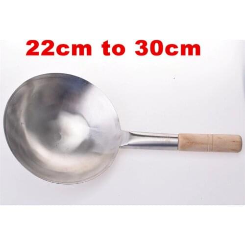 Wooden Handle Pure Iron Pan Stainless Steel No Coating Non-stick Wok Hand Forging Iron Pan Chinese Style Iron Pot Gas Cooker