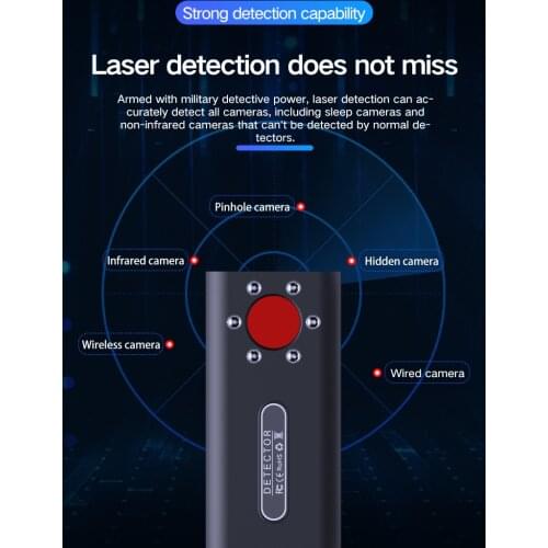 1MHz-6.5GHz T1 Multi-Function Anti-Spy Detector Camera GSM Audio Bug Finder GPS Signal Lens RF Tracker Detect Wireless
