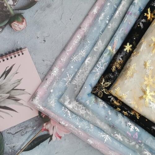 150*100cm Snowflake Tulle Rainbow Snow Star DIY Handmade fabric for baby dress Wedding Birthday Bouquet Supplies