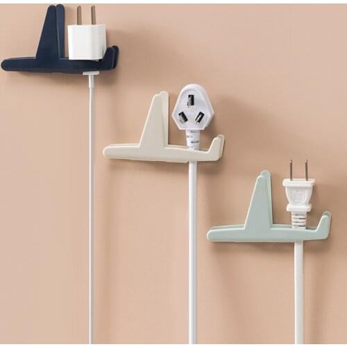 2pcs Plug Hook Nail-free Mini Airplane Power Plug Socket Hanger Holder Punch-free Kitchen Power Cord Plug Storage Adhesive Hooks