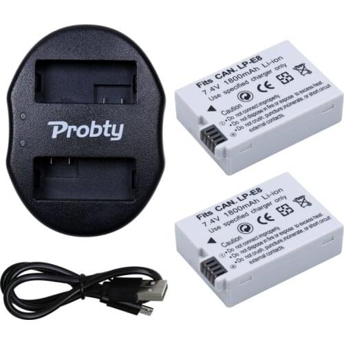 2Pcs LP-E8 digital batteries Li-ion LP E8 LPE8 Camera Battery + Portable Dual USB Charger For Canon EOS 550D 600D 650D 700D