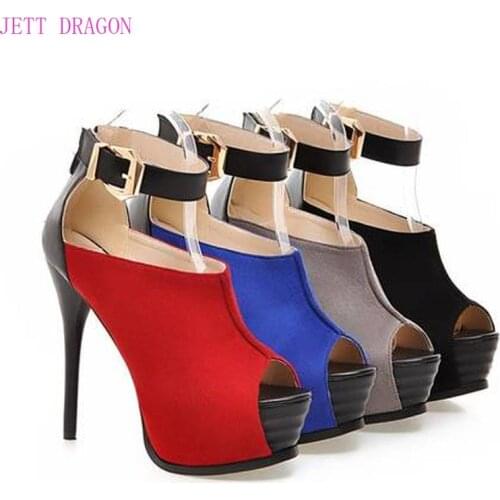 2021 Womens Sandals Summer Fashion Mixed Colors Fish Mouth Open Toe Buckle Fine Heel High Heel Womens Shoe Plus Size 33-43