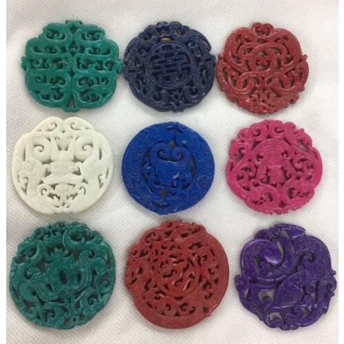 2021 Classical Craved Traditional Chinese Ancient Vintage Pattern Green Gem Stone Charm DIY Pendant Necklace Wedding Dainty Gift