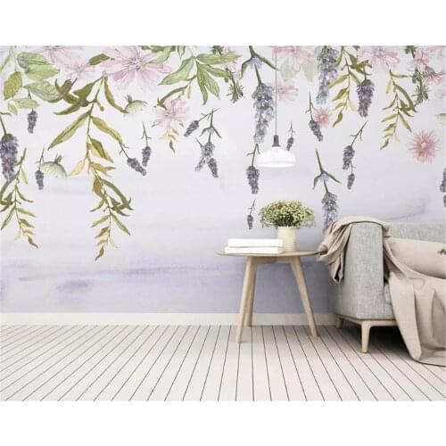 Beibehang Custom size Nordic minimalist small fresh green leaves floral watercolor style background papel de parede 3d wallpaper