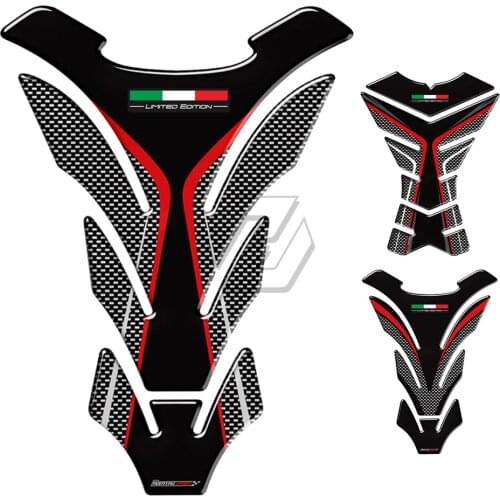 3D Carbon-look Motorcycle Tank Pad Protector Decal Stickers Case for Honda Suzuki Kawasaki Ducati Aprilia RV4 Italy Flag Tank