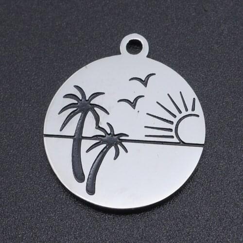 5pcs/lot 100% Stainless Steel Plam Travel Charms Pendants Wholesale Jewelry DIY Making Charms High Polish Charms