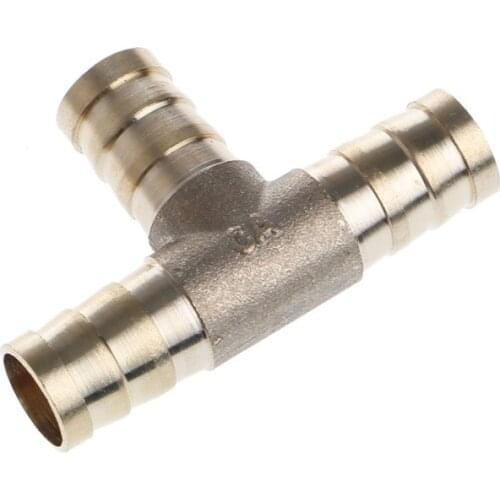 6-16mm Brass T Piece 3 Way Fuel Hose Joiner Connector For Air Oil Gas