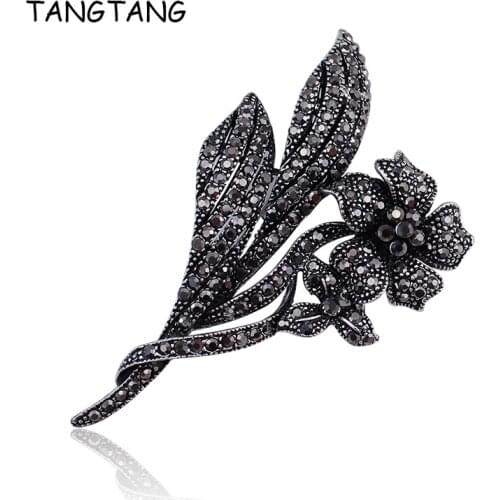 TANGTANG Bouquet Brooch For Bride Antique Jewelry Pin Brooch Vintage Style Rhinestone Brooch Pin Fashion Leaf Brooches Flower