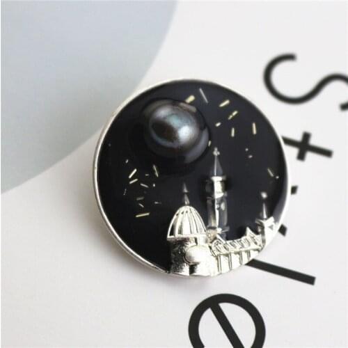 2020 autumn new antique freshwater black pearl gold foil fragments enamel glaze retro brooch brooch girl